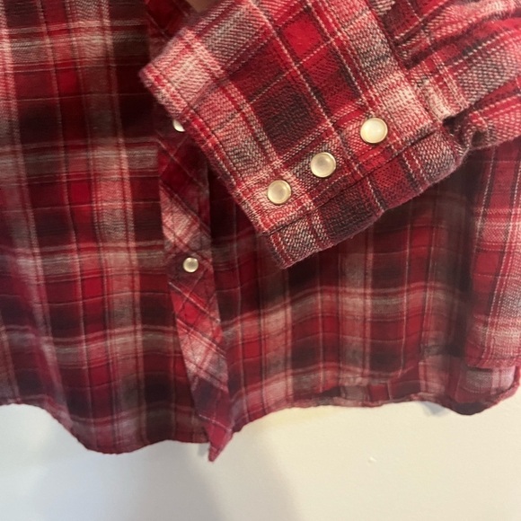 Wrangler ranch holiday grunge western red plaid button down cowboy shirt Large - Picture 4 of 7